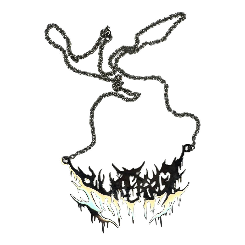 Necklace with a unique pendant design on a white background