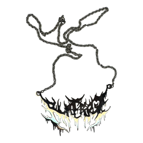 Necklace with a unique pendant design on a white background