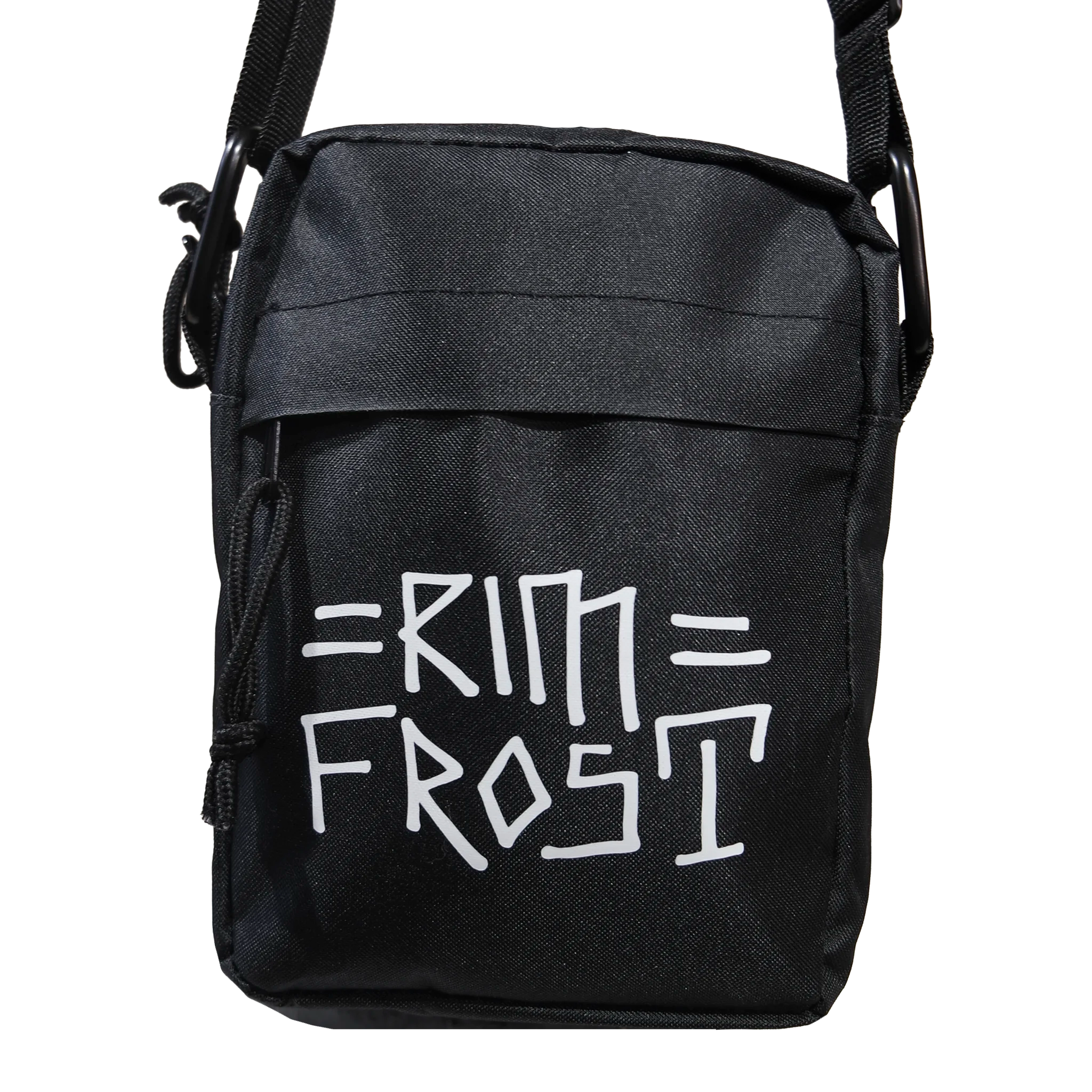 Black bag with 'Rim Frost' text on a white background