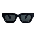 Black sunglasses with dark lenses on a white background