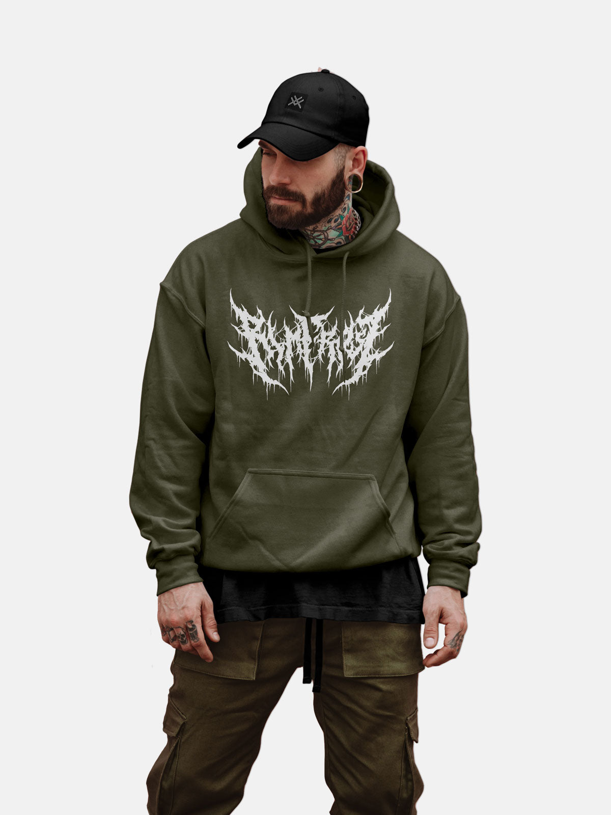 Black Metal Army Green Hoodie - RIMFROST®